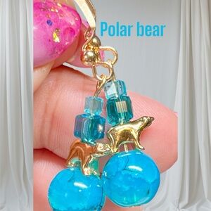 🐻‍❄️Gold and Blue Polar Bear Earrings
